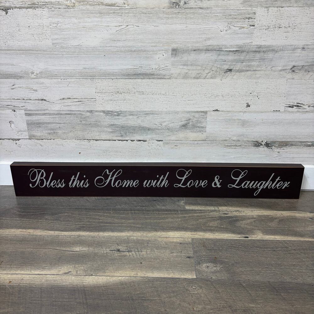 Bless This Home with Love & Laughter Faux Wood Wall Sign